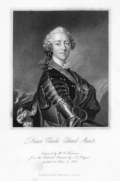 Prince Charles Edward Stuart, print made by S. Freeman by Louis Tocqué